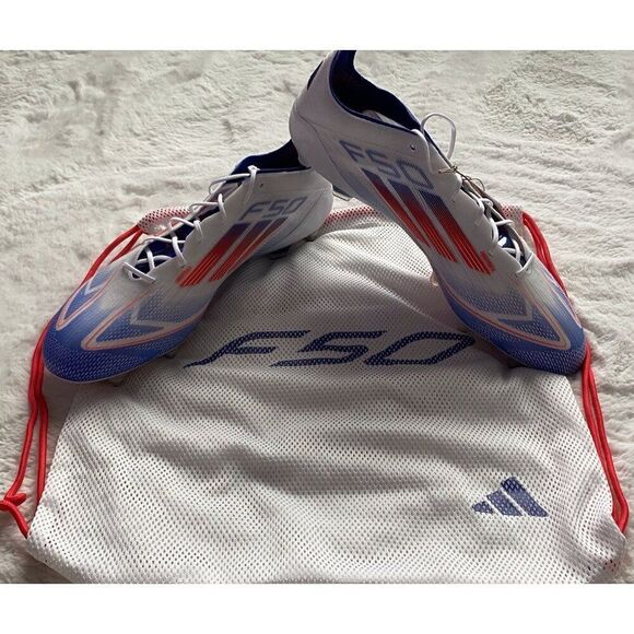 Men’s Sz 13.5 ADIDAS F50 ELITE SOFT GROUND SOCCER CLEATS White Red Blue IF1299 - Picture 1 of 11